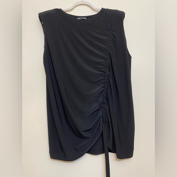 Zara Tops - Zara Black Sleeveless Ruched Drape Top